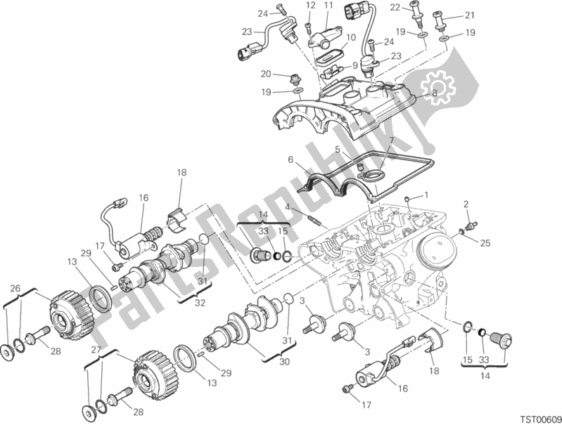 All parts for the Vertical Cylinder Head - Timing of the Ducati Multistrada 1260 Enduro Thailand 2019